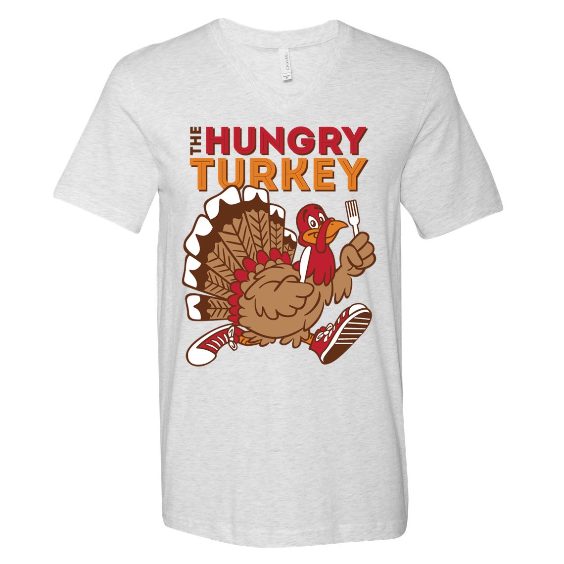 The Hungry Turkey Funny Thanksgiving V-Neck T-Shirt