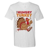 The Hungry Turkey Funny Thanksgiving V-Neck T-Shirt