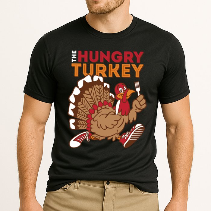 The Hungry Turkey Funny Thanksgiving Cooling Performance Crew T-Shirt