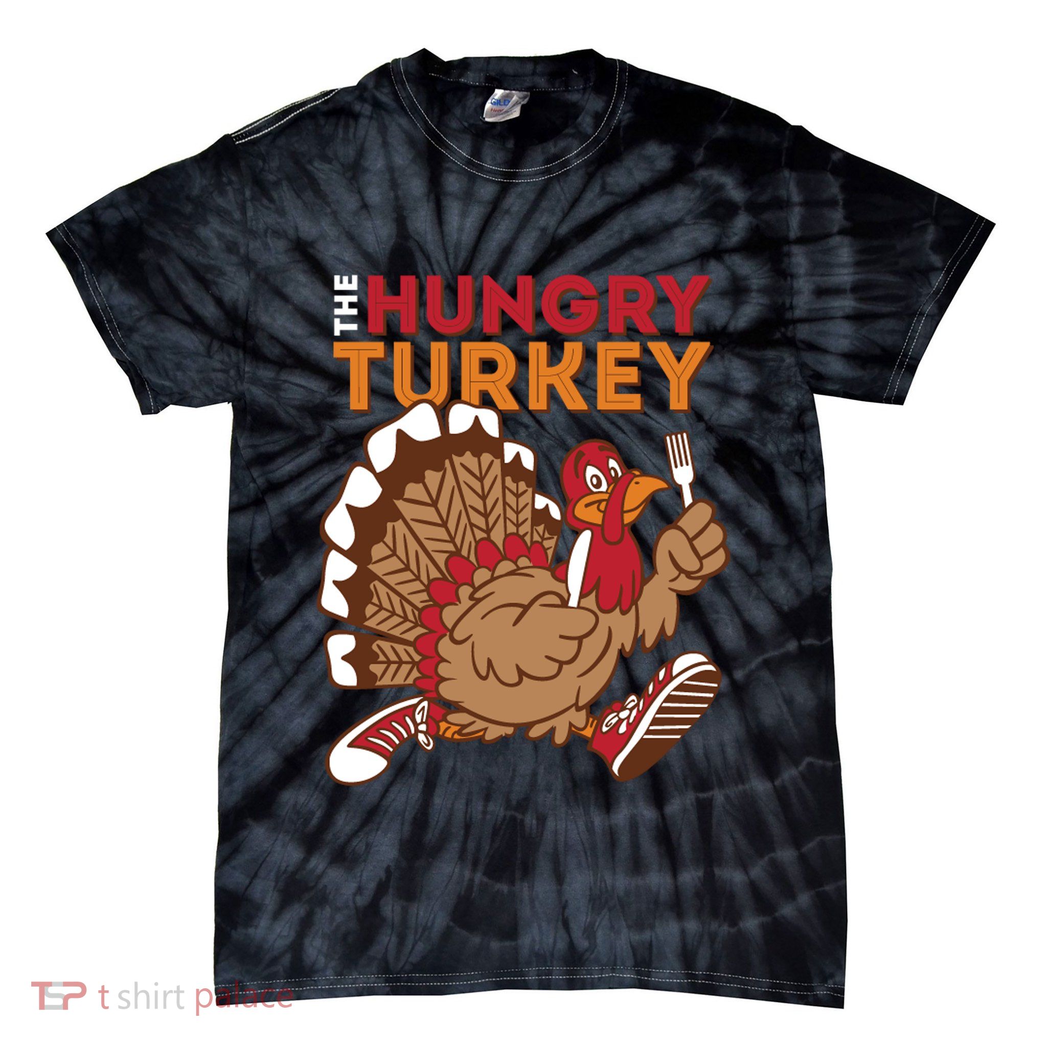 The Hungry Turkey Funny Thanksgiving Tie-Dye T-Shirt