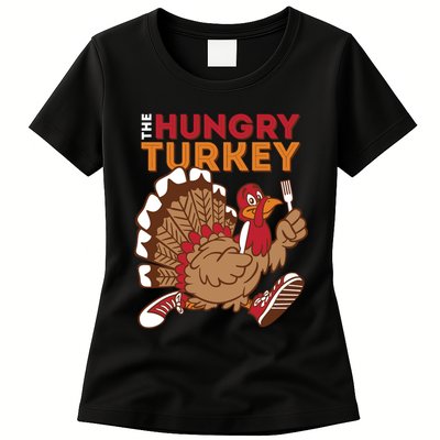 The Hungry Turkey Funny Thanksgiving Womens T-Shirt