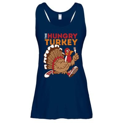 The Hungry Turkey Funny Thanksgiving Ladies Essential Flowy Tank