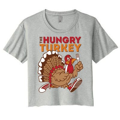 The Hungry Turkey Funny Thanksgiving Women's Crop Top Tee