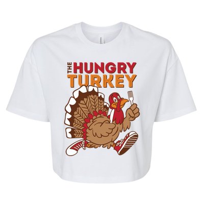 The Hungry Turkey Funny Thanksgiving Bella+Canvas Jersey Crop Tee