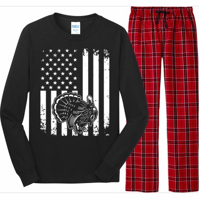 Turkey Hunting Tonal American Flag Long Sleeve Pajama Set