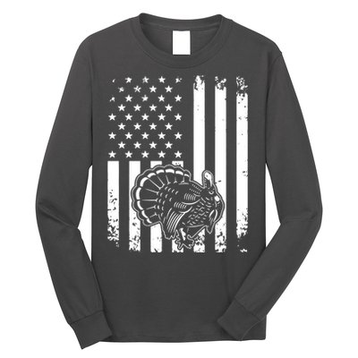 Turkey Hunting Tonal American Flag Long Sleeve Shirt