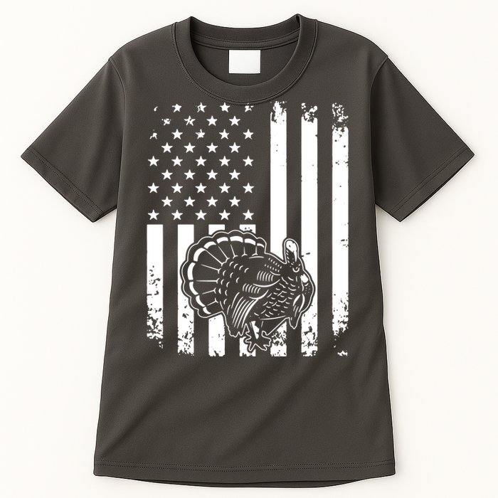 Turkey Hunting Tonal American Flag Tall T-Shirt