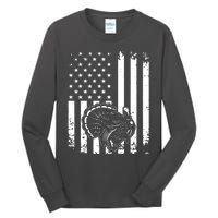 Turkey Hunting Tonal American Flag Tall Long Sleeve T-Shirt