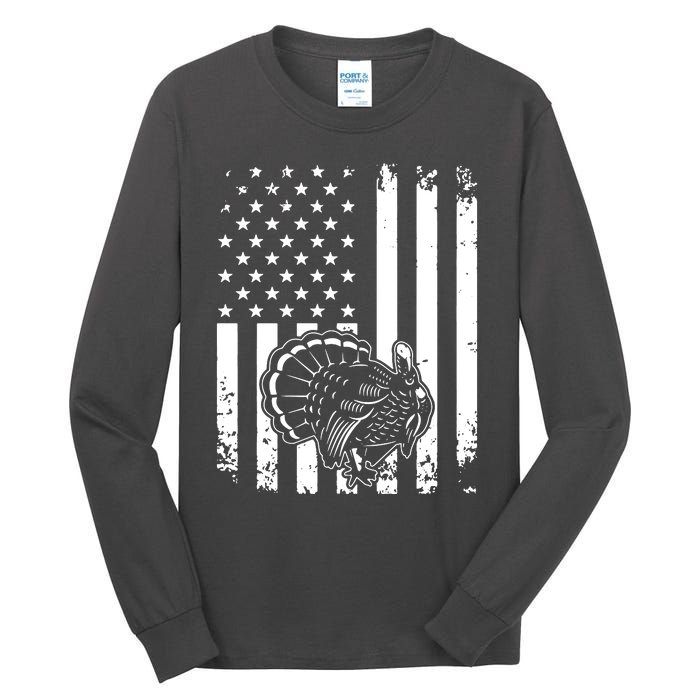 Turkey Hunting Tonal American Flag Tall Long Sleeve T-Shirt