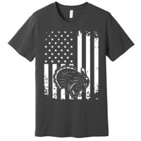 Turkey Hunting Tonal American Flag Premium T-Shirt