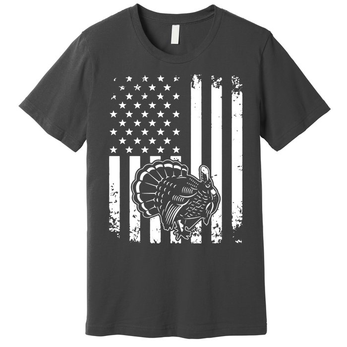 Turkey Hunting Tonal American Flag Premium T-Shirt