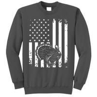 Turkey Hunting Tonal American Flag Tall Sweatshirt