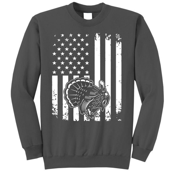 Turkey Hunting Tonal American Flag Tall Sweatshirt