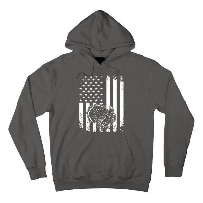 Turkey Hunting Tonal American Flag Tall Hoodie