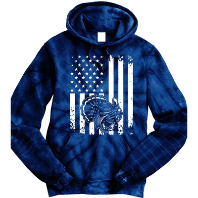 Turkey Hunting Tonal American Flag Tie Dye Hoodie