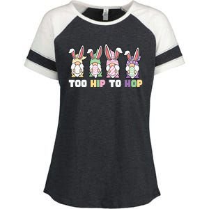 Too Hip To Hop Easter Eggs Gnome Enza Ladies Jersey Colorblock Tee