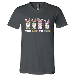 Too Hip To Hop Easter Eggs Gnome V-Neck T-Shirt