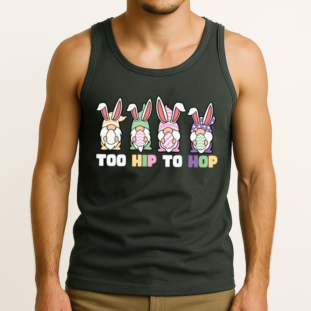 Too Hip To Hop Easter Eggs Gnome Tank Top
