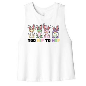 Too Hip To Hop Easter Eggs Gnome Women's Racerback Cropped Tank