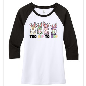 Too Hip To Hop Easter Eggs Gnome Women's Tri-Blend 3/4-Sleeve Raglan Shirt