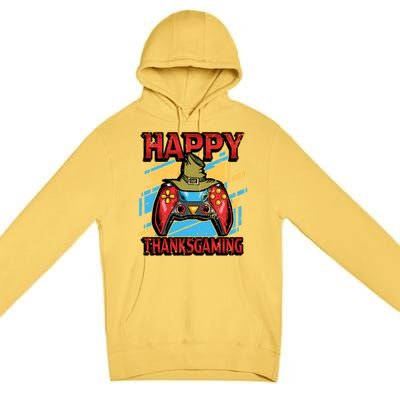 Thanksgiving Happy Thanksgaming Holiday Gamer Controller Gift Premium Pullover Hoodie