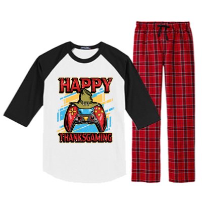 Thanksgiving Happy Thanksgaming Holiday Gamer Controller Gift Raglan Sleeve Pajama Set