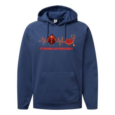 Thanksgiving Heartbeat Turkey Ent Surgeon Doctor Medical Cute Gift Performance Fleece Hoodie