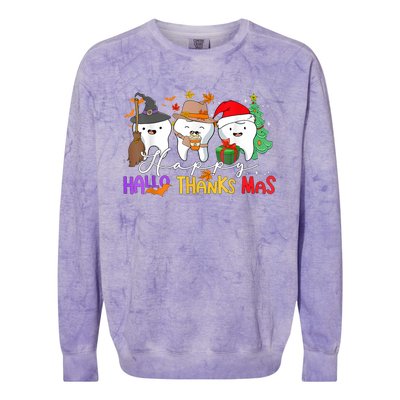 Th Halloween Thanksgiving Christmas Dental Squad Gift Colorblast Crewneck Sweatshirt