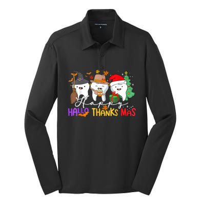 Th Halloween Thanksgiving Christmas Dental Squad Gift Silk Touch Performance Long Sleeve Polo