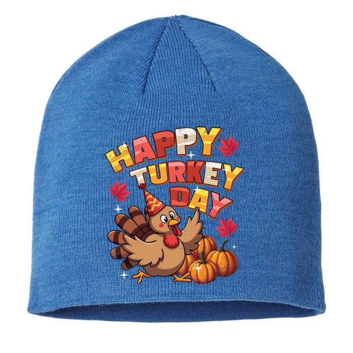 Thanksgiving Happy Turkey Day Fall Autumn Distressed Great Gift Sustainable Beanie