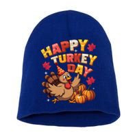 Thanksgiving Happy Turkey Day Fall Autumn Distressed Great Gift Short Acrylic Beanie