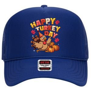 Thanksgiving Happy Turkey Day Fall Autumn Distressed Great Gift High Crown Mesh Back Trucker Hat