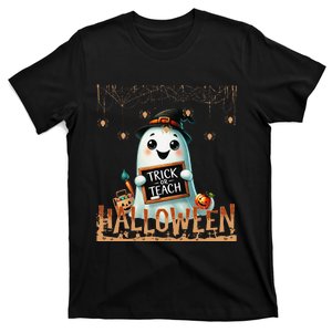 Teacher Halloween Trick Or Teach Cute Ghost Coffee Pumpkins T-Shirt