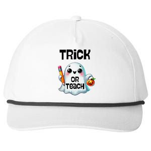 Teacher Halloween Trick Or Teach Cute Ghost Coffee Pumpkins Snapback Five-Panel Rope Hat