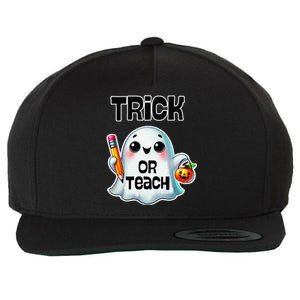 Teacher Halloween Trick Or Teach Cute Ghost Coffee Pumpkins Wool Snapback Cap