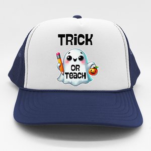 Teacher Halloween Trick Or Teach Cute Ghost Coffee Pumpkins Trucker Hat