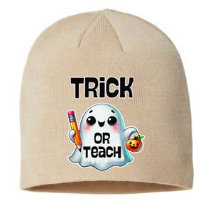 Teacher Halloween Trick Or Teach Cute Ghost Coffee Pumpkins Sustainable Beanie