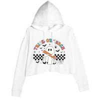 Teacher Halloween Trick Or Teach Crop Fleece Hoodie