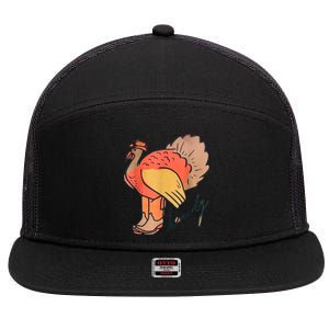 Turkey Howdy Turkey Girl Obsessed Gift 7 Panel Mesh Trucker Snapback Hat