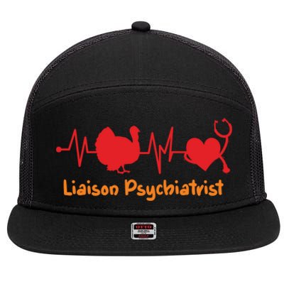 Thanksgiving Heartbeat Turkey Liaison Psychiatrist Doctor Gift 7 Panel Mesh Trucker Snapback Hat