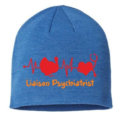 Thanksgiving Heartbeat Turkey Liaison Psychiatrist Doctor Gift Sustainable Beanie