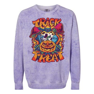 Trippy Halloween Trick Or Treat Colorblast Crewneck Sweatshirt