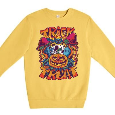 Trippy Halloween Trick Or Treat Premium Crewneck Sweatshirt