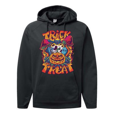 Trippy Halloween Trick Or Treat Performance Fleece Hoodie