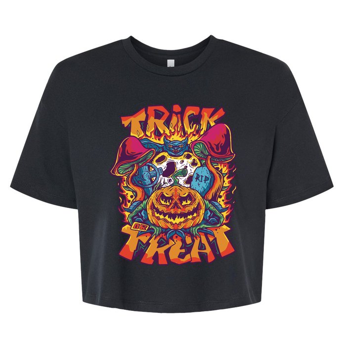 Trippy Halloween Trick Or Treat Bella+Canvas Jersey Crop Tee