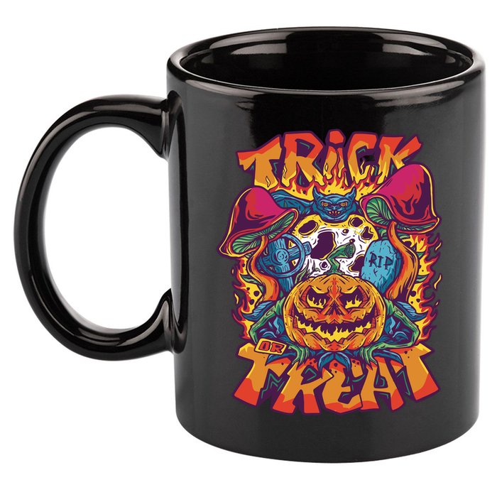 Trippy Halloween Trick Or Treat 11oz C Handle Ceramic Mug