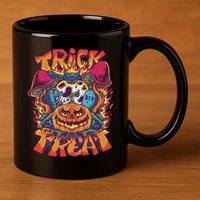 Trippy Halloween Trick Or Treat 11oz C Handle Ceramic Mug