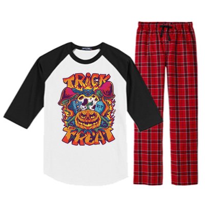 Trippy Halloween Trick Or Treat Raglan Sleeve Pajama Set