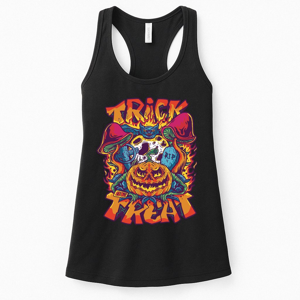 Trippy Halloween Trick Or Treat Womens Tank Top