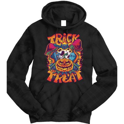 Trippy Halloween Trick Or Treat Tie Dye Hoodie